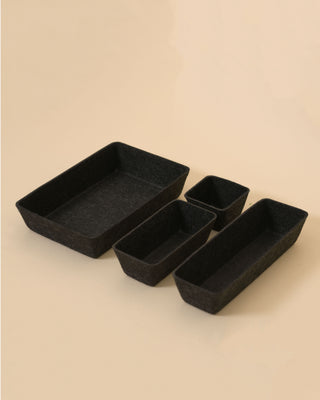 Black drawer organizer set