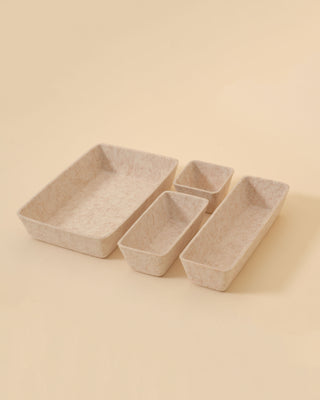 Beige drawer organizer set